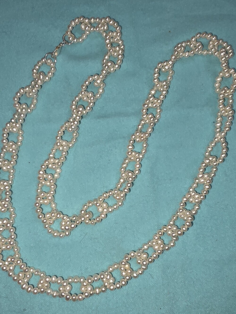 32 IN GENUINE PEARL CHAIN LINK NECKLACE.